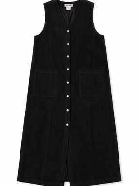 FADS Vintage Black Corduroy Button Front Jumper Dress Women’s 6 Petite